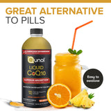 Qunol CoQ10 liquide, goût orange-ananas, prise quotidienne agréable.