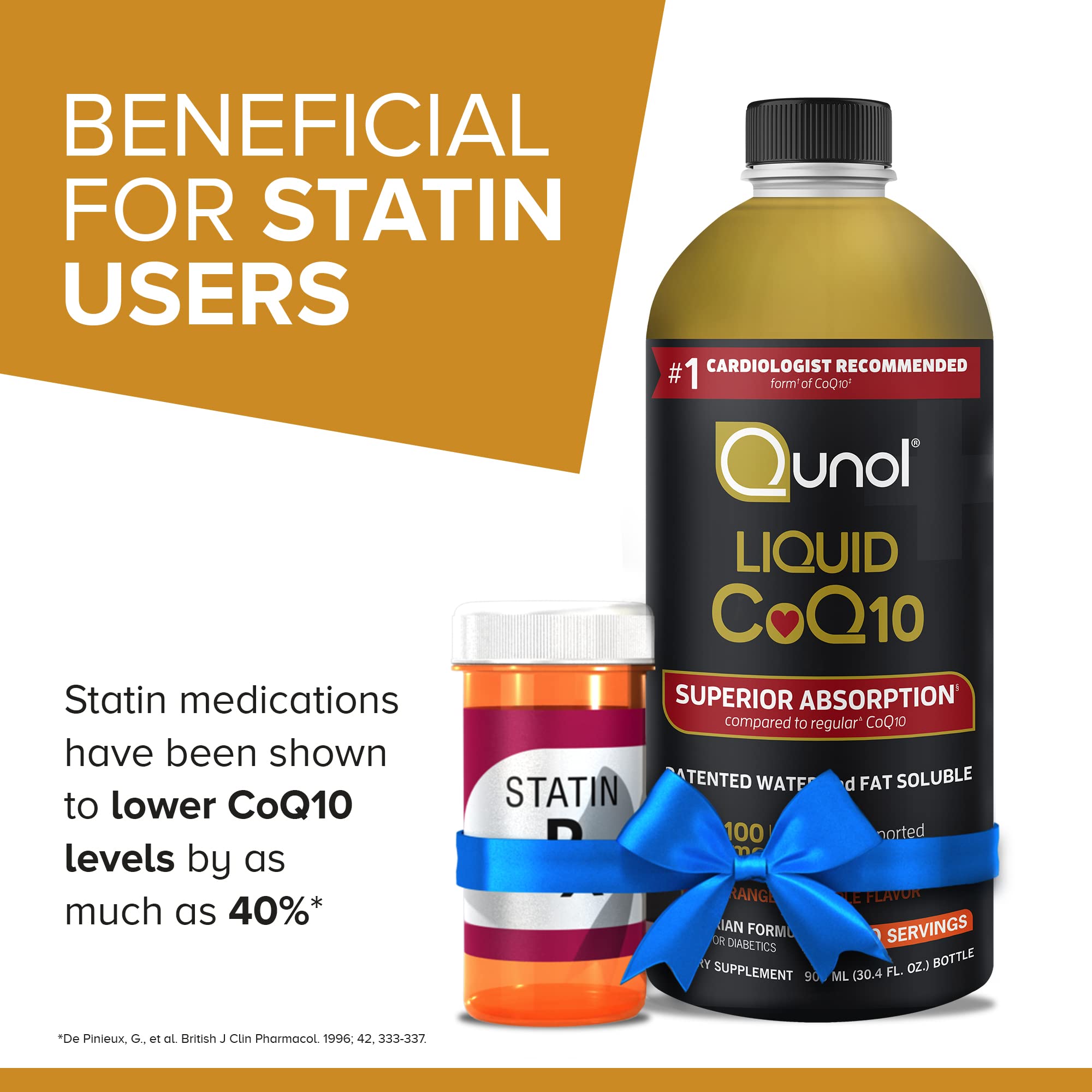 Qunol CoQ10 liquide utile pour les utilisateurs de statines.