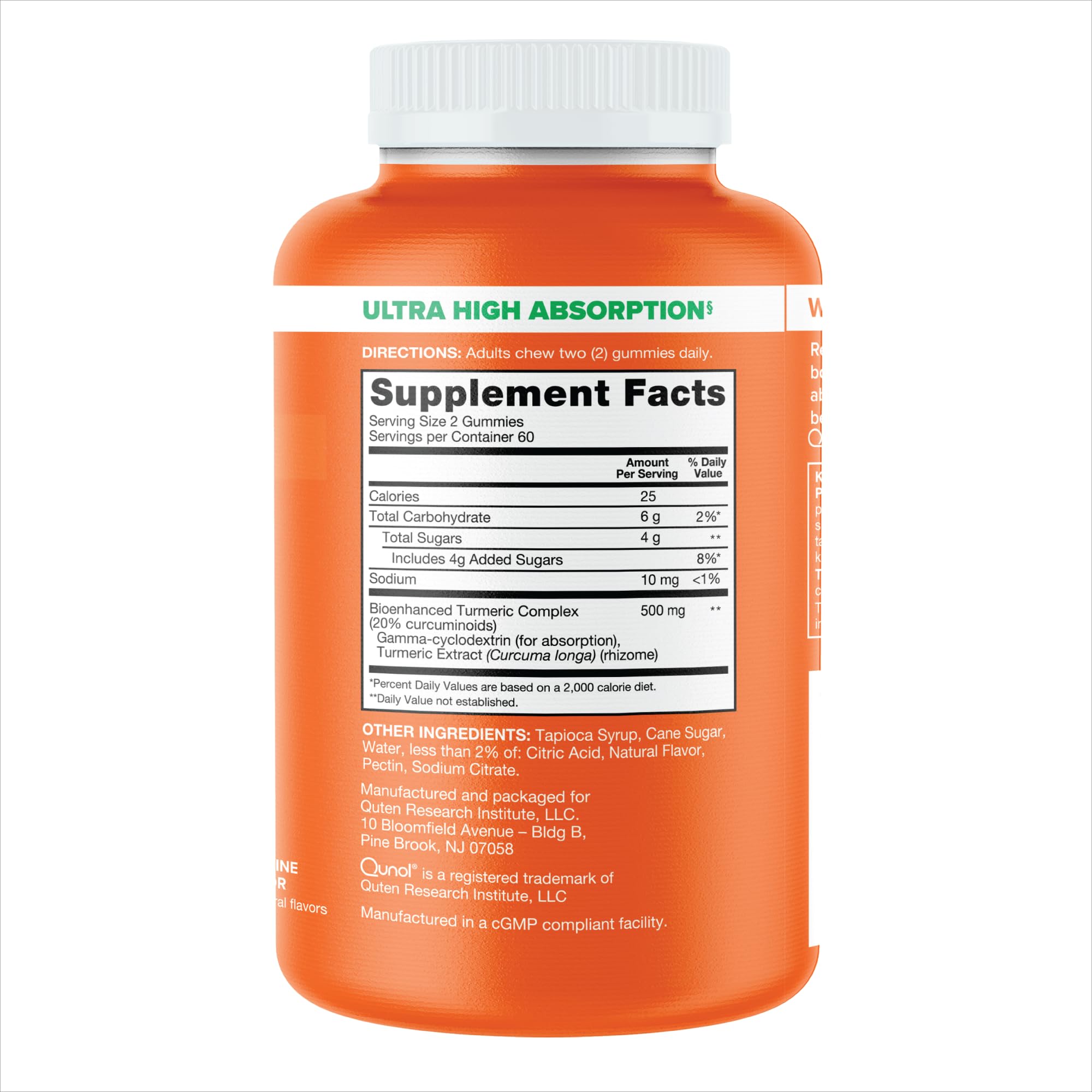 Gommes véganes Qunol sans gluten adaptées à un régime végétal.