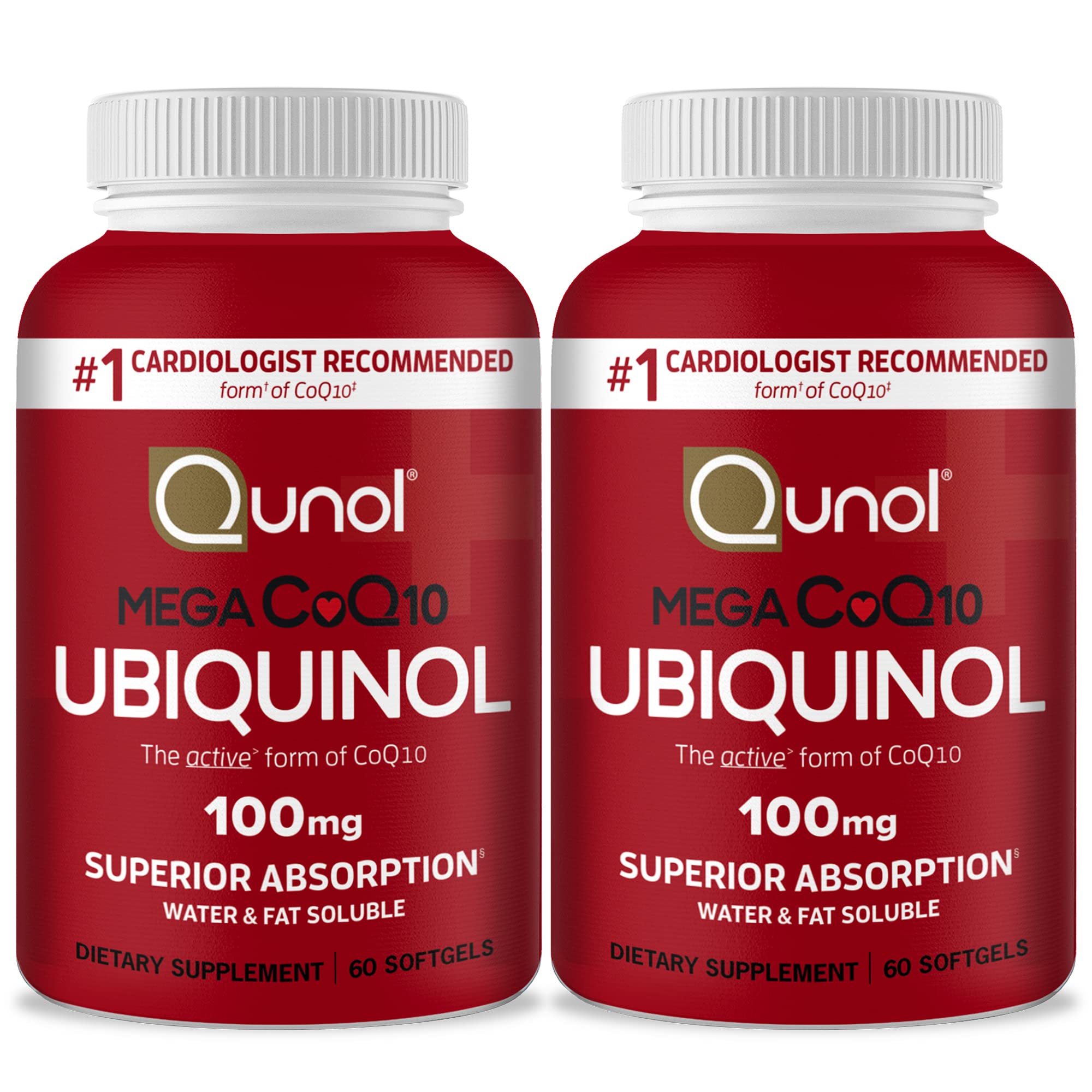 Qunol Mega Ubiquinol CoQ10 bouteille, meilleure absorption potentielle.