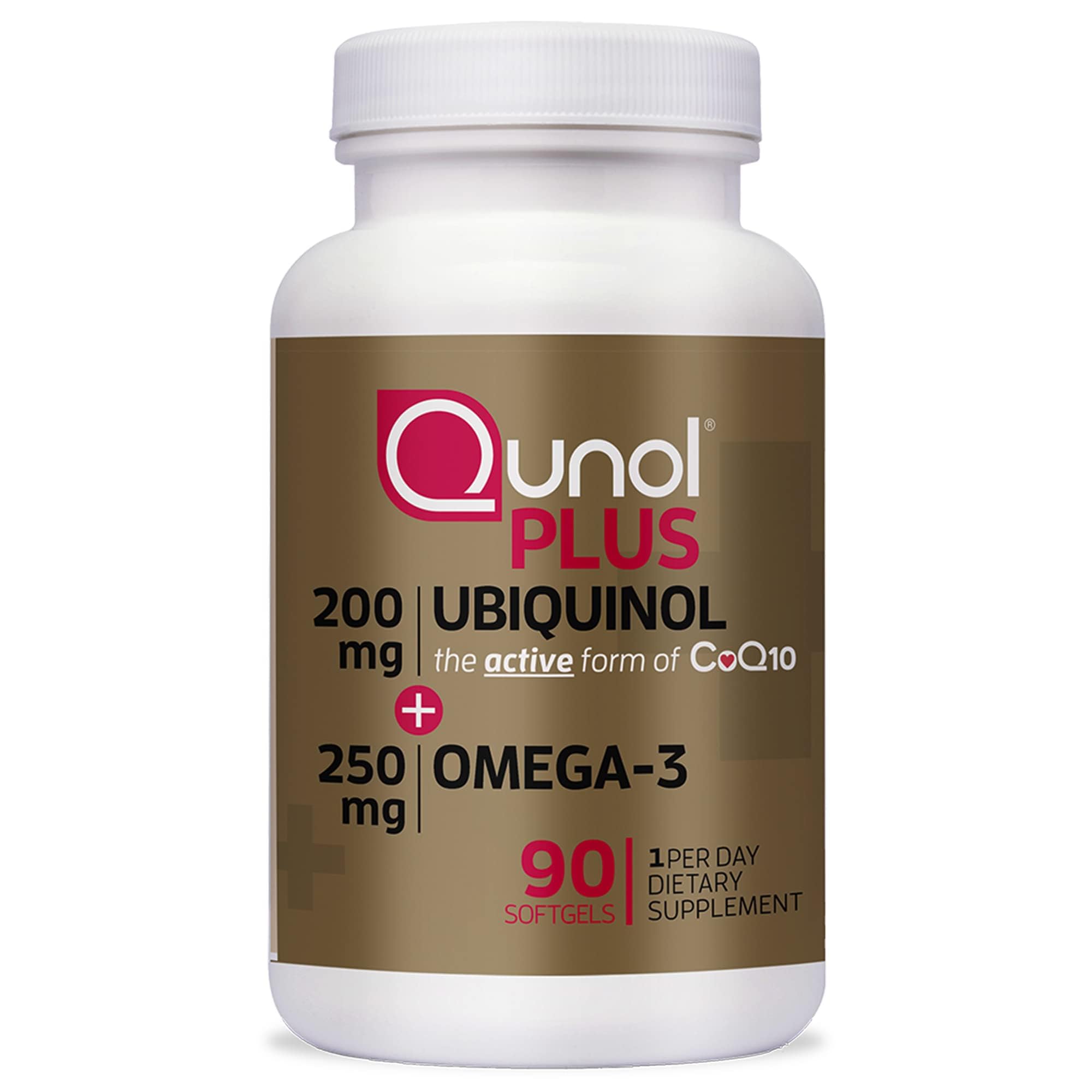 Qunol Plus ubiquinol-coq10 en bouteille, format pratique au quotidien.