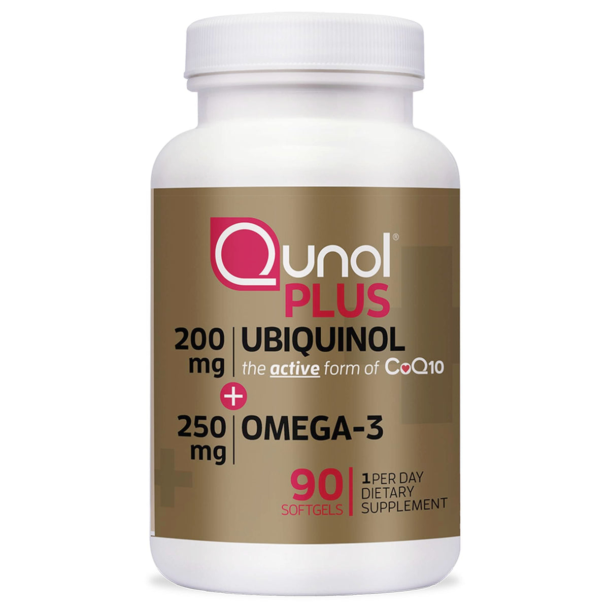 Qunol Plus ubiquinol-coq10 en bouteille, format pratique au quotidien.