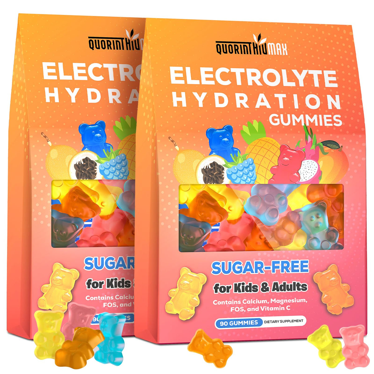 Gomme Quorinthiumax Électrolyte Framboise Bleue, saveur estivale et absorption rapide.