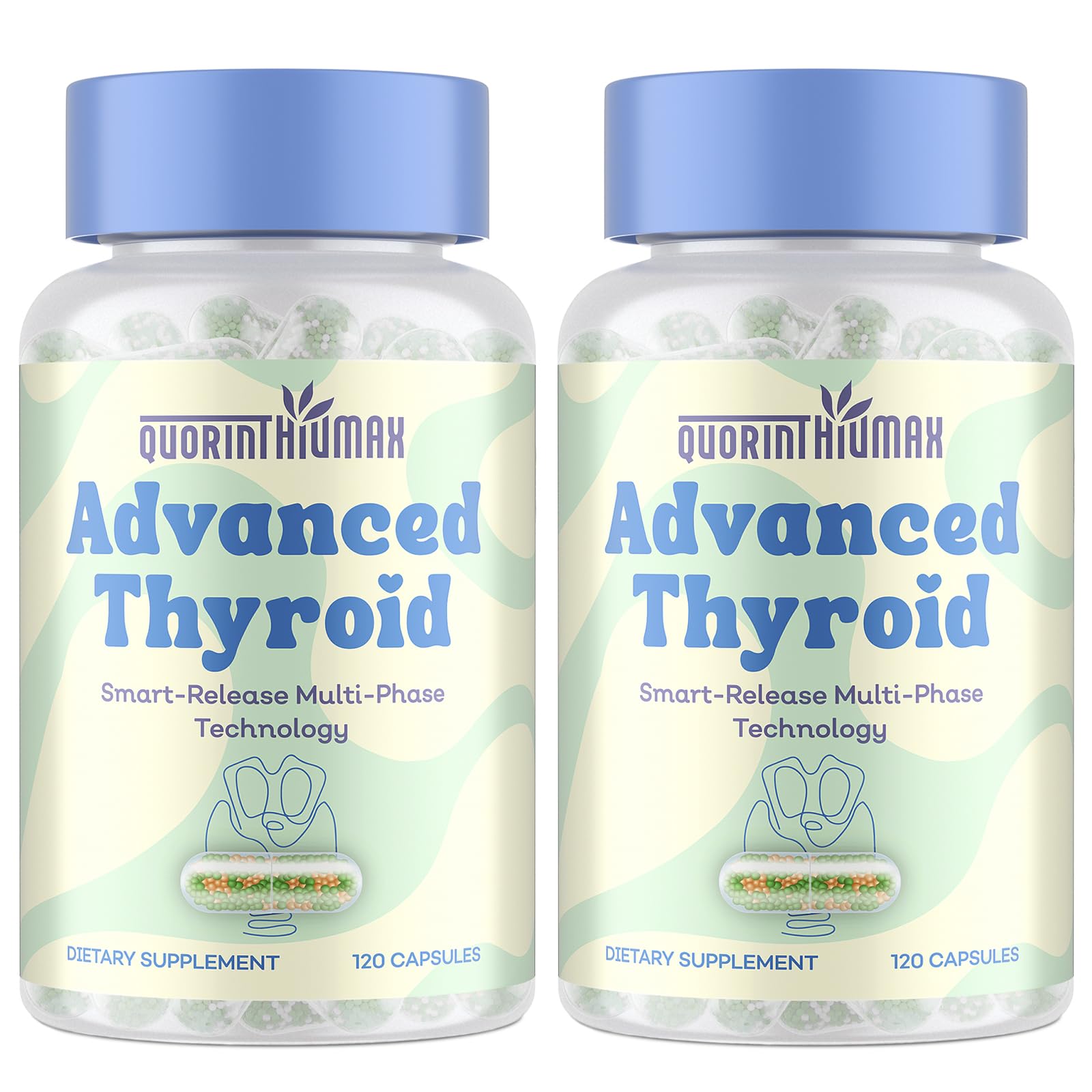 Quorinthiumax soutient la thyroïde, bouteille avec libération en trois temps.