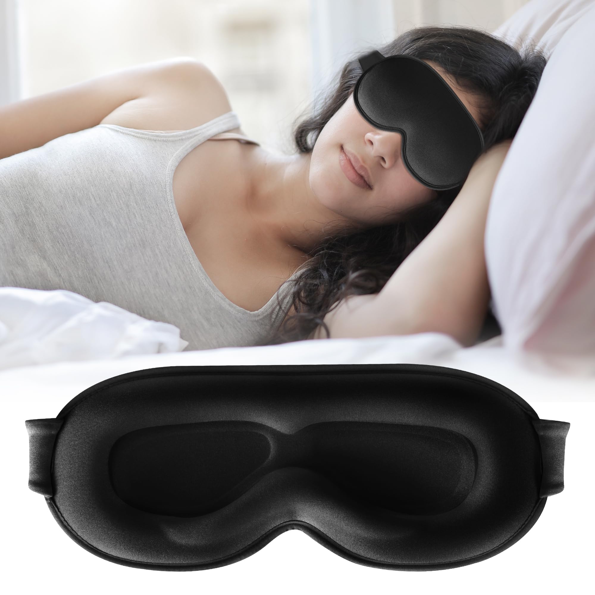 QUWOLACE Masque sommeil 3D contour offrant confort et absence de pression.
