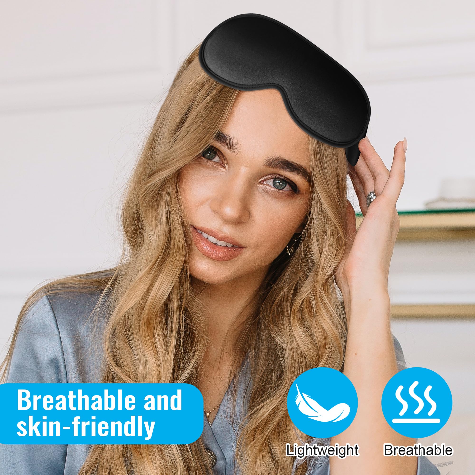 QUWOLACE Masque sommeil facile à nettoyer à la main jusqu'à 40°C.