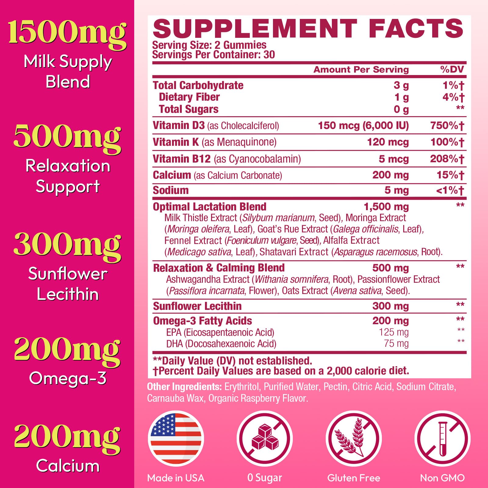Ingrédients Quzair - moringa et goat's rue pour l'allaitement