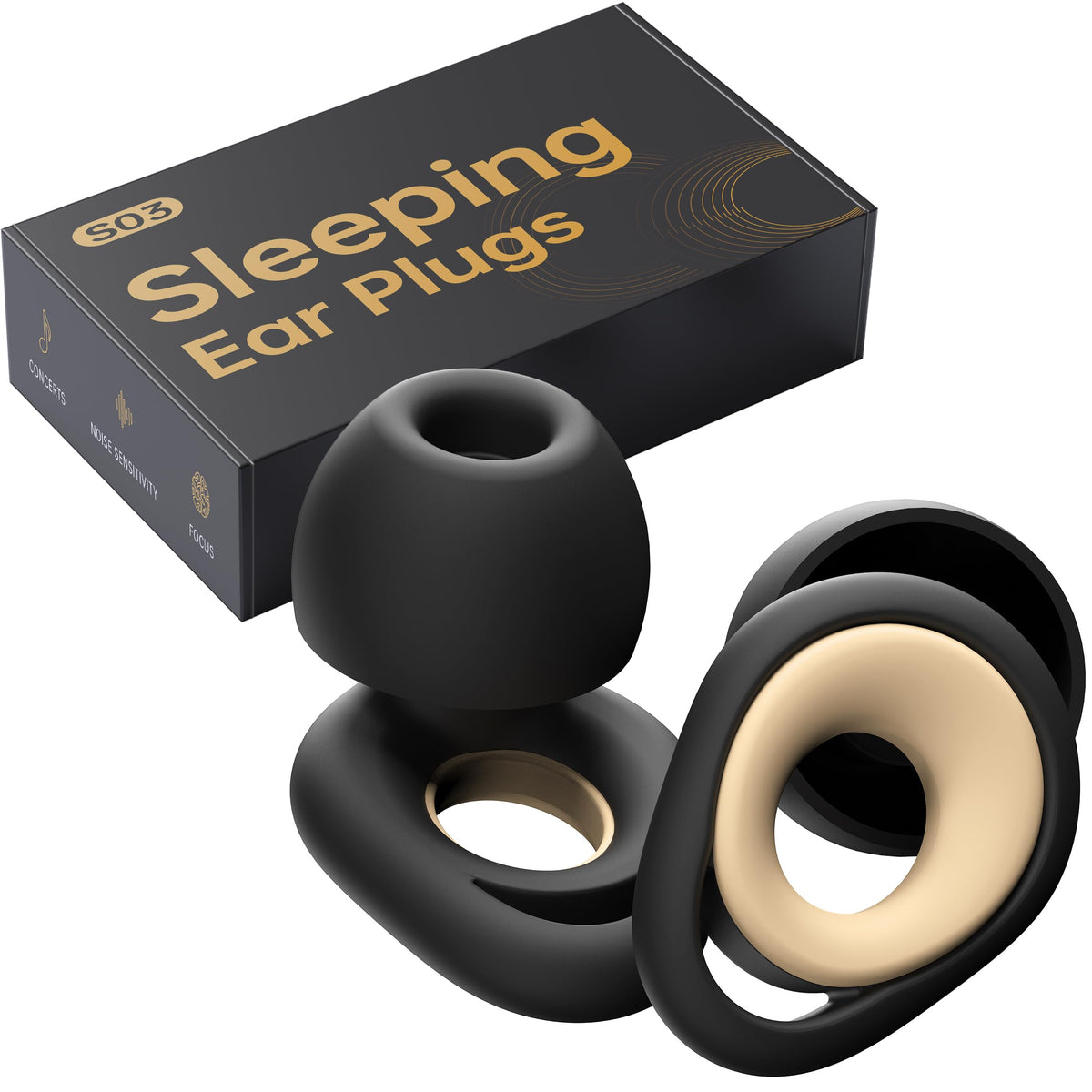QWH bouchons d'oreilles en silicone pour dormir, réduction du bruit et confort durable.
