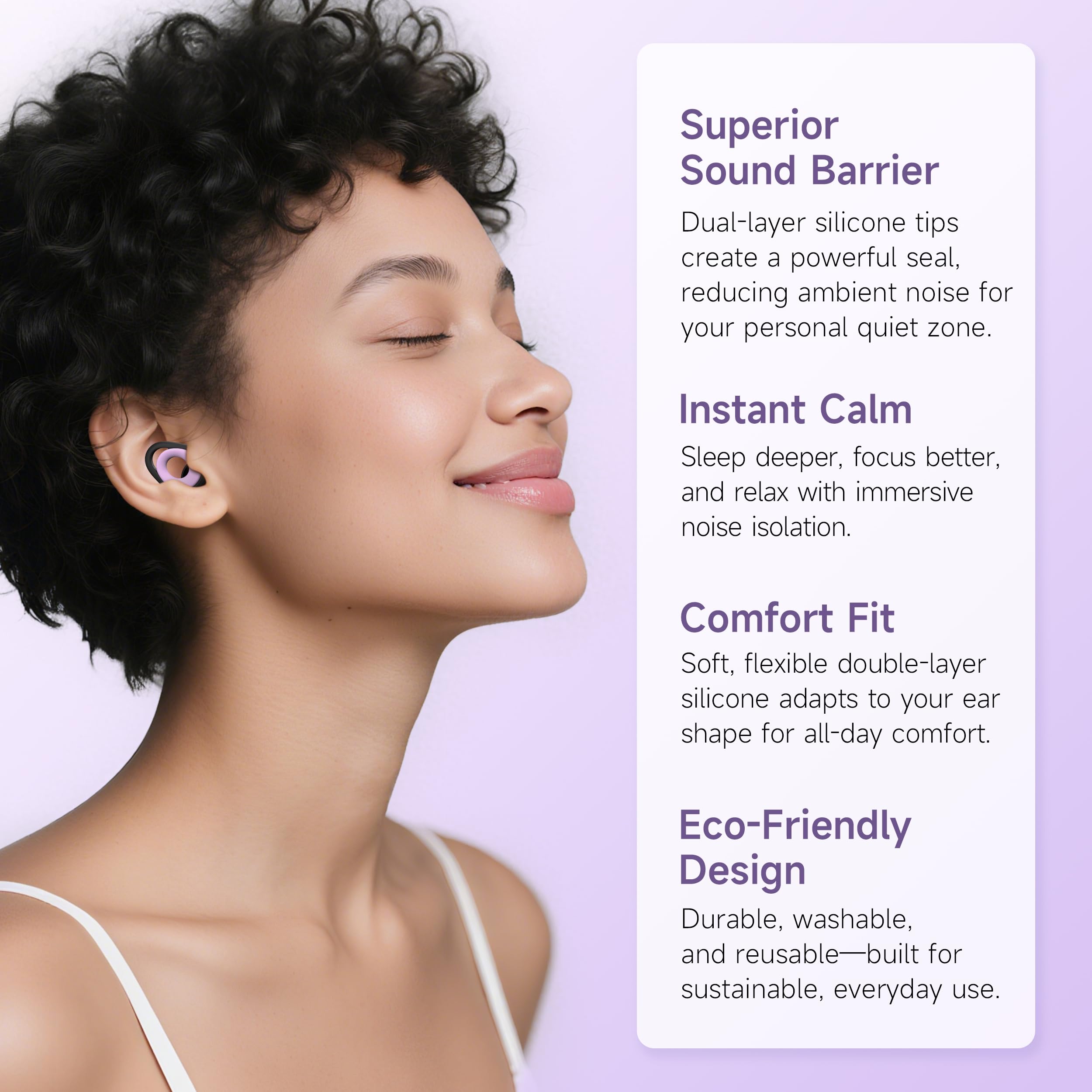 QWH bouchons en silicone taille S pour confort maximal tout au long de la journée.