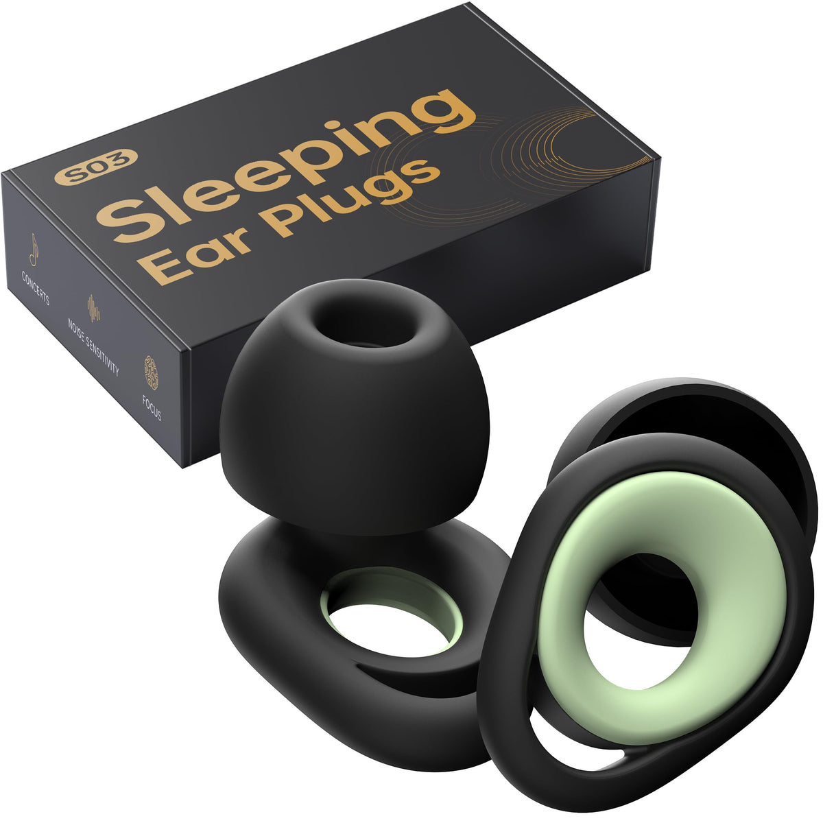 Bouchons d'oreilles QWH pour sommeil, double couche, réduction naturelle des bruits nocturnes.