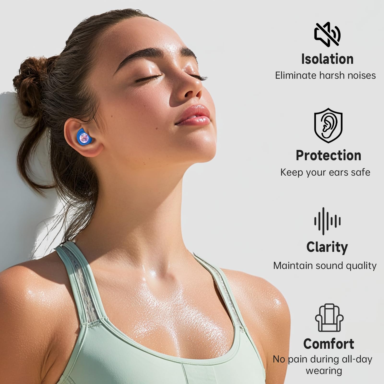 QWH bouchons d'oreille adaptés au quotidien pour concerts et travail