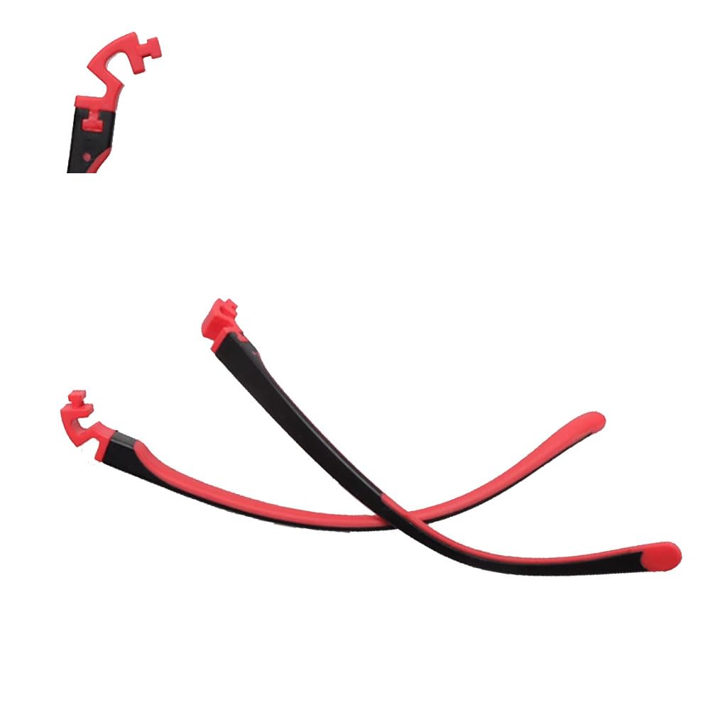Bras de lunettes pour enfant QYAJS en silicone noir et rouge, remplacement sûr et ajustement confortable.