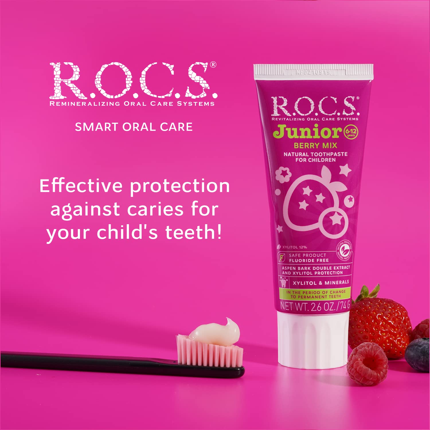 R.O.C.S. Junior dentifrice rituel brossage enfants, saveur fruits rouges