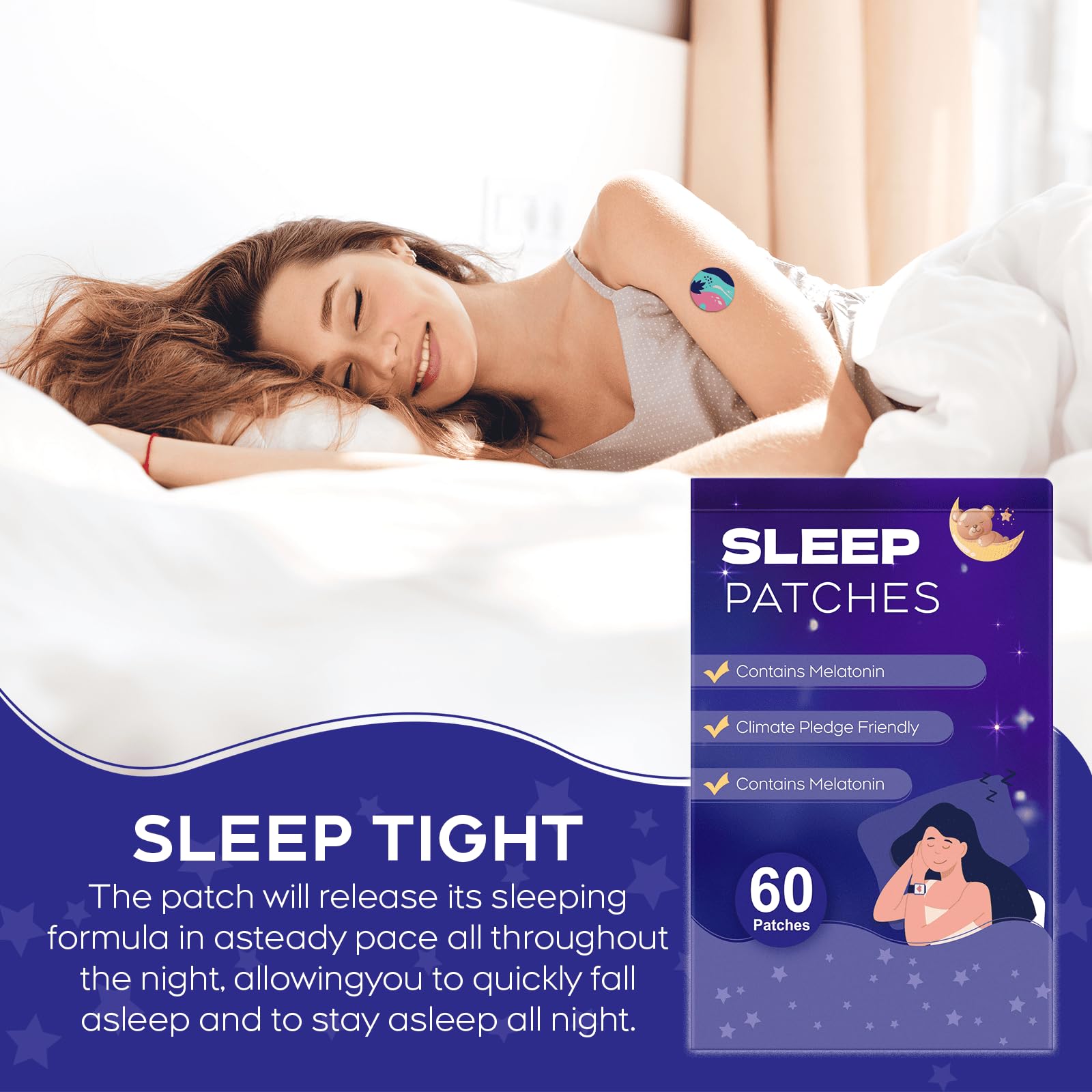 Patch RAAYAM Sommeil, adhésif fiable pour maintien toute la nuit.