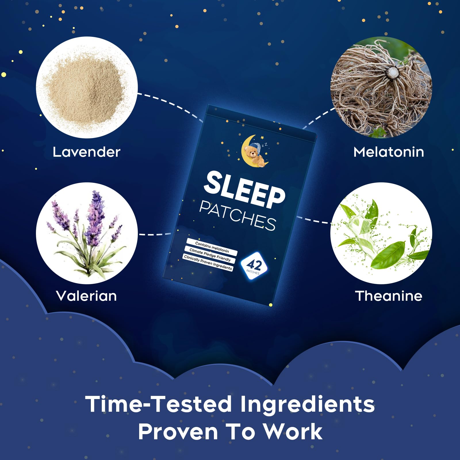 Patch sommeil RAAYAM appliqué sur peau propre pour une utilisation simple avant le coucher.