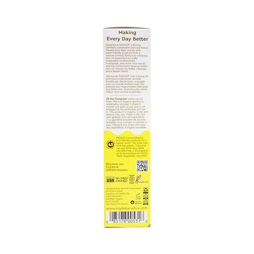 Ingrédients naturels Radius dentifrice biologique coco banane