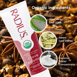 RADIUS dentifrice formulation biologique, assurance qualité et respect des plantes