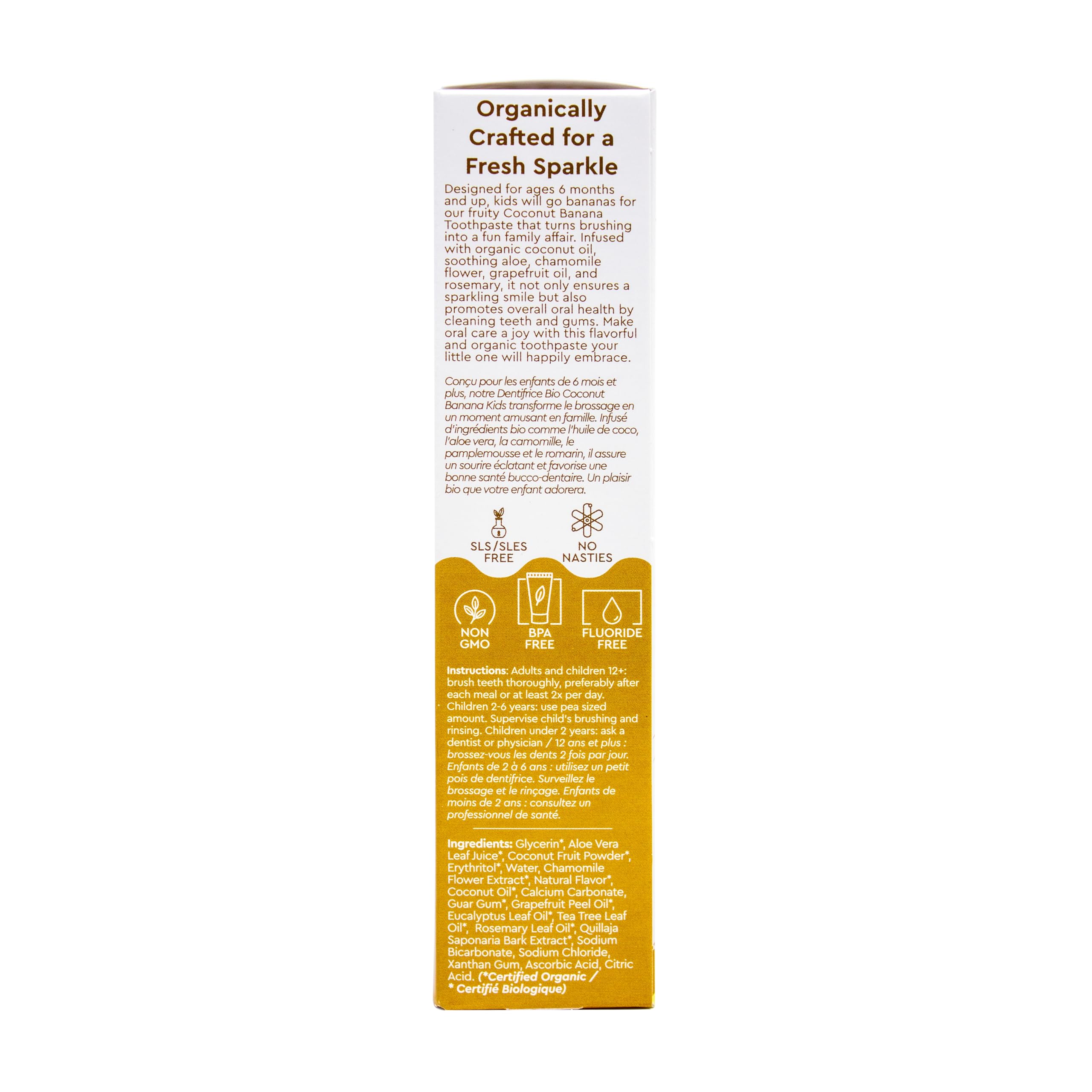 RADIUS dentifrice enfant coco-banane, ingrédients naturels sans produits chimiques