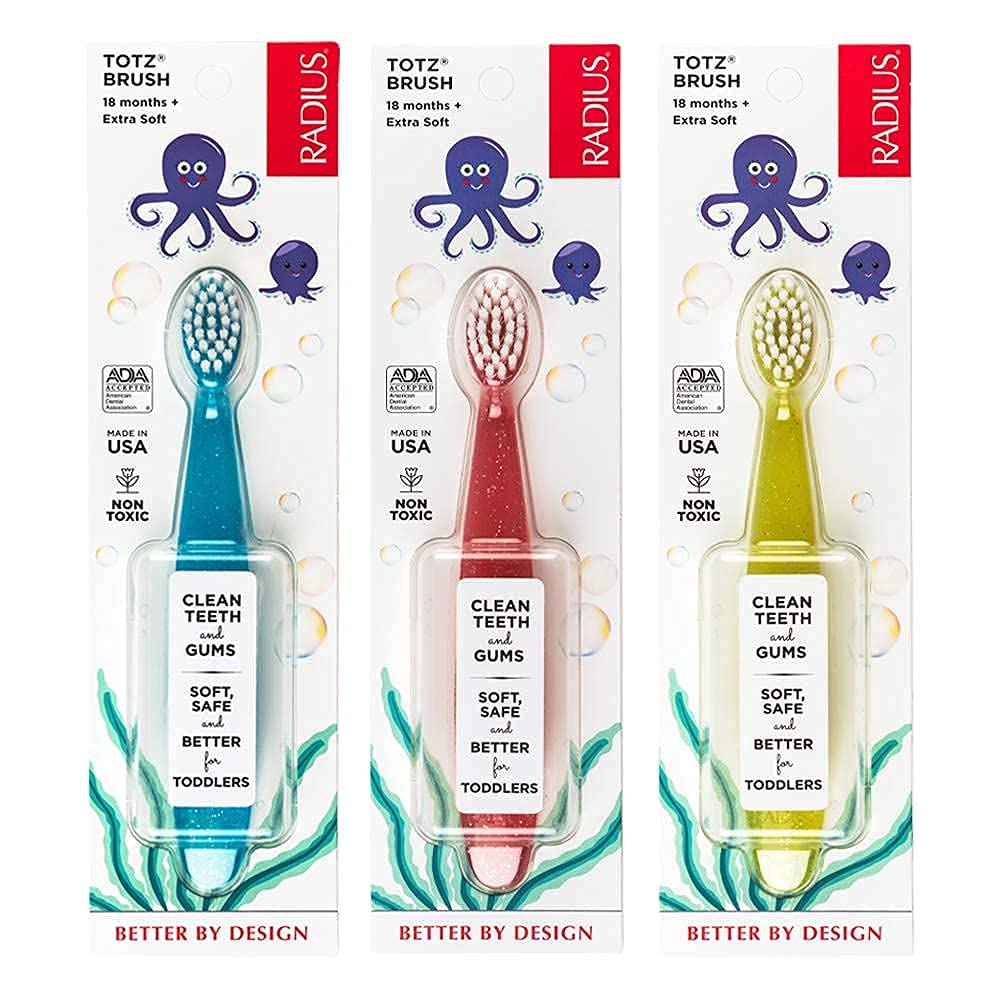 Totz Radius corail, brosse adaptée pour petites dents et gencives sensibles.