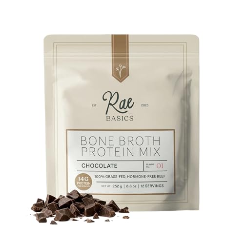 Rae Basics poudre bouillon d’os chocolat pot: boisson réconfortante et pratique.