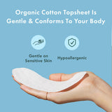 Rael couche extérieure hypoallergenique sans parfum pour peaux sensibles.