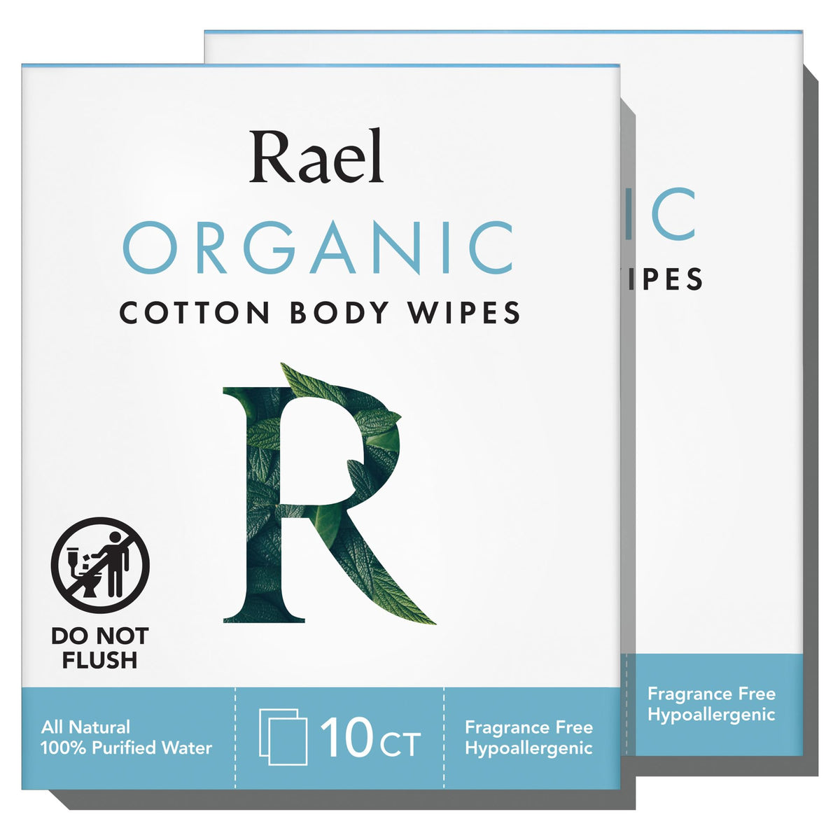 Lingettes Rael en coton biologique — emballage principal, douceur naturelle pour la peau.