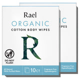 Lingettes Rael en coton biologique — emballage principal, douceur naturelle pour la peau.