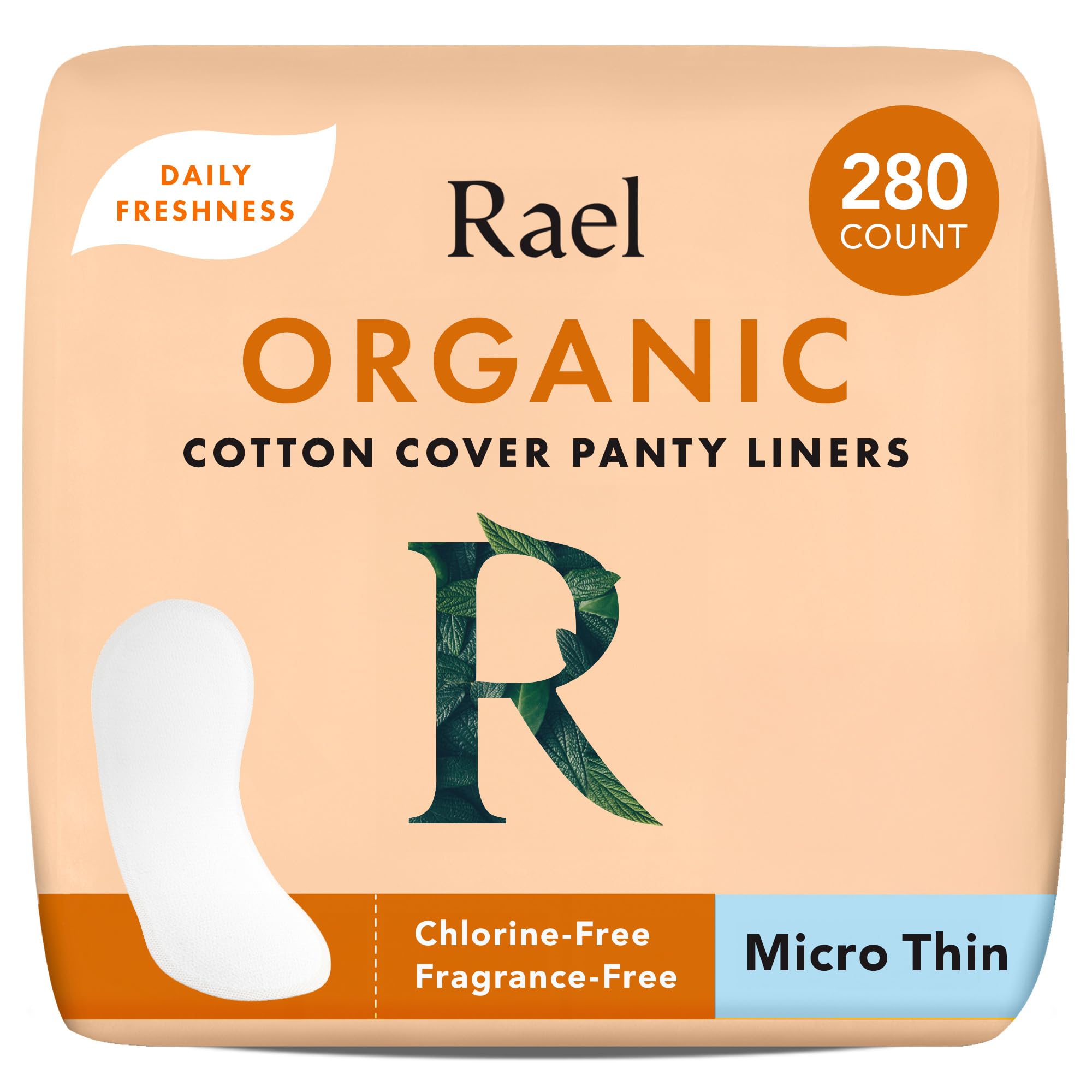 Rael panty-liner quotidien en coton organique, fin et discret pour une sensation naturelle.