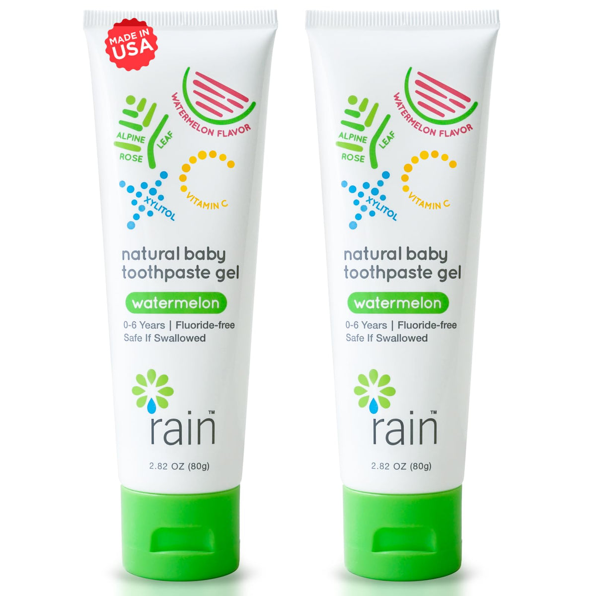 Rain Dentifrice Bébé – bouteille 2,8 oz sans fluor pour apprendre le brossage