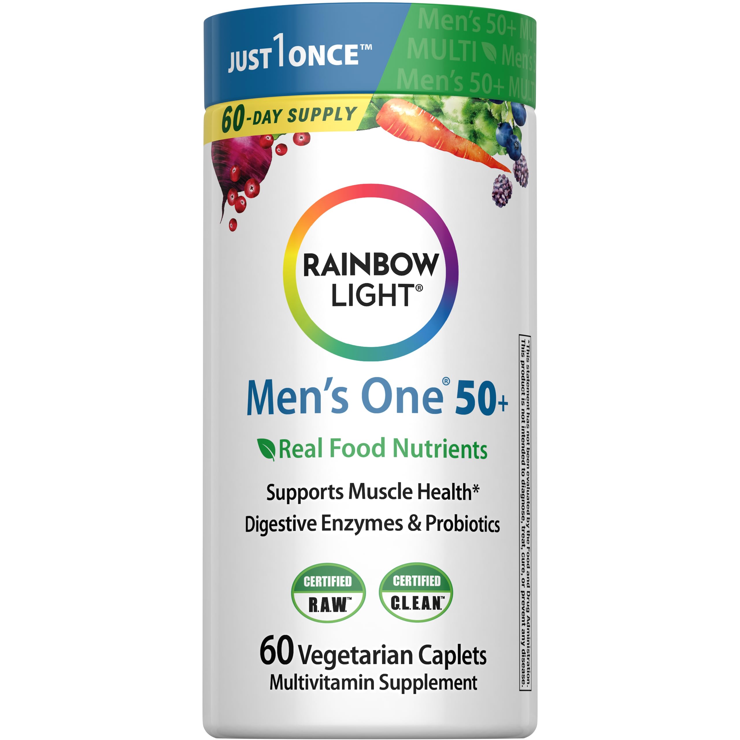 Rainbow Light Hommes 50+ – bouteille, soutien potentiel énergie et masse musculaire.