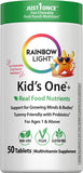 Rainbow Light Kids One, pastilles-masticables fruits-punch, goût agréable et apport nutritionnel.