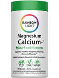 Rainbow Light Magnesium Calcium comprimés dans une bouteille, soutien potentiel des muscles et des os.