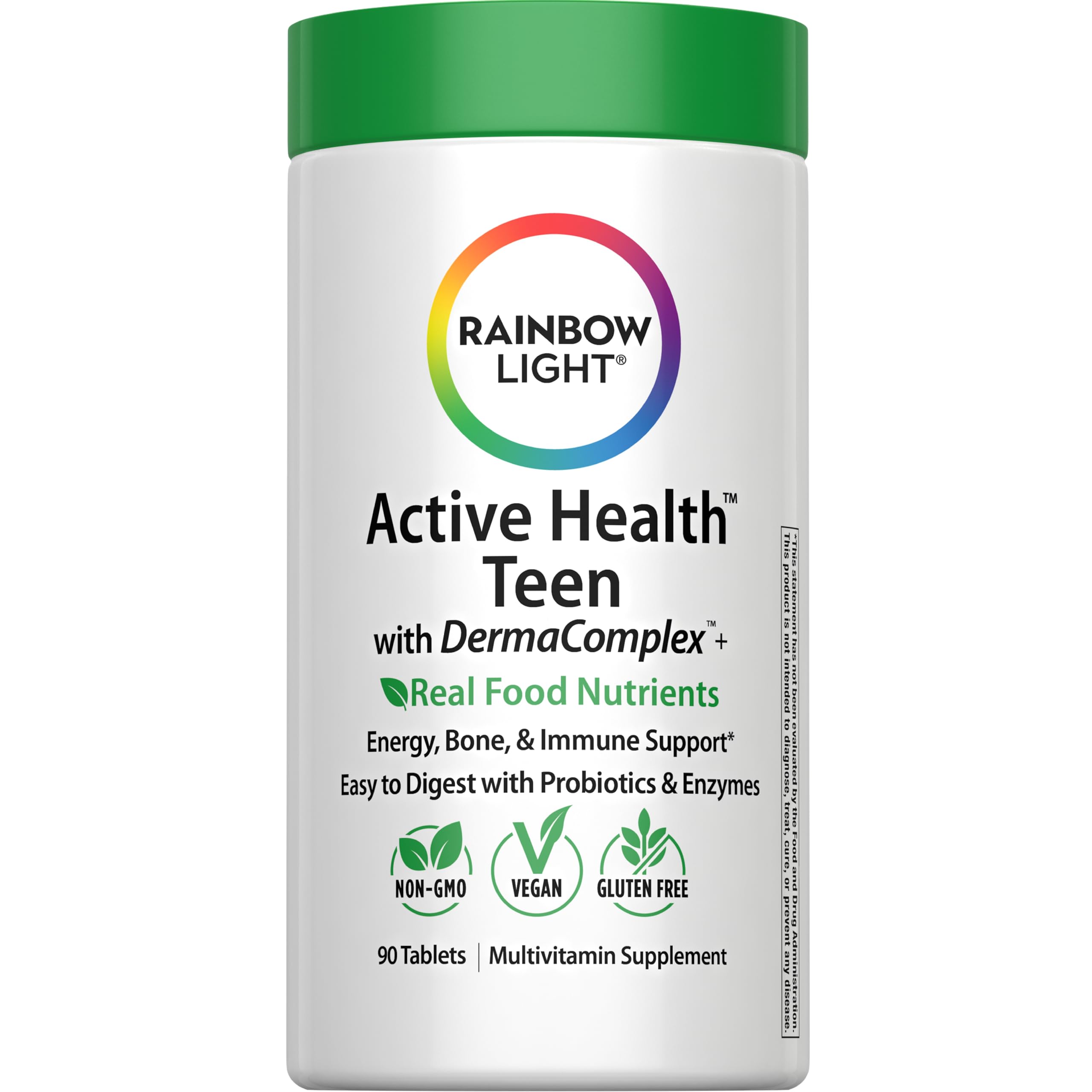 Rainbow Light multivitamines pour adolescents en bouteille, soutien nutritionnel ciblé pour la croissance.