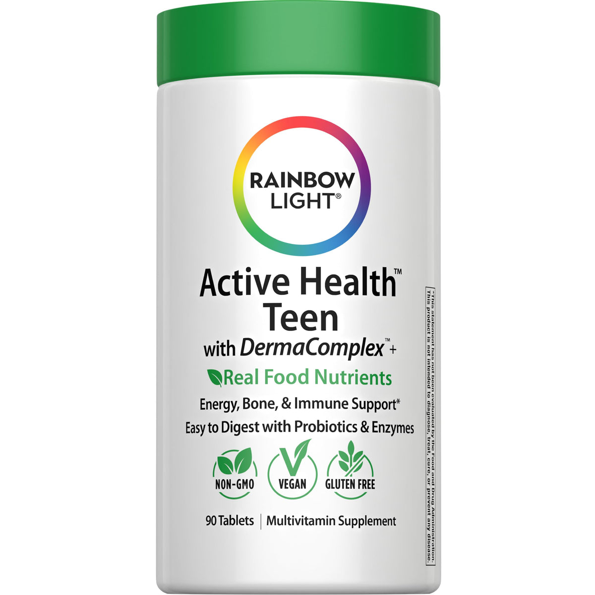 Rainbow Light multivitamines pour adolescents en bouteille, soutien nutritionnel ciblé pour la croissance.