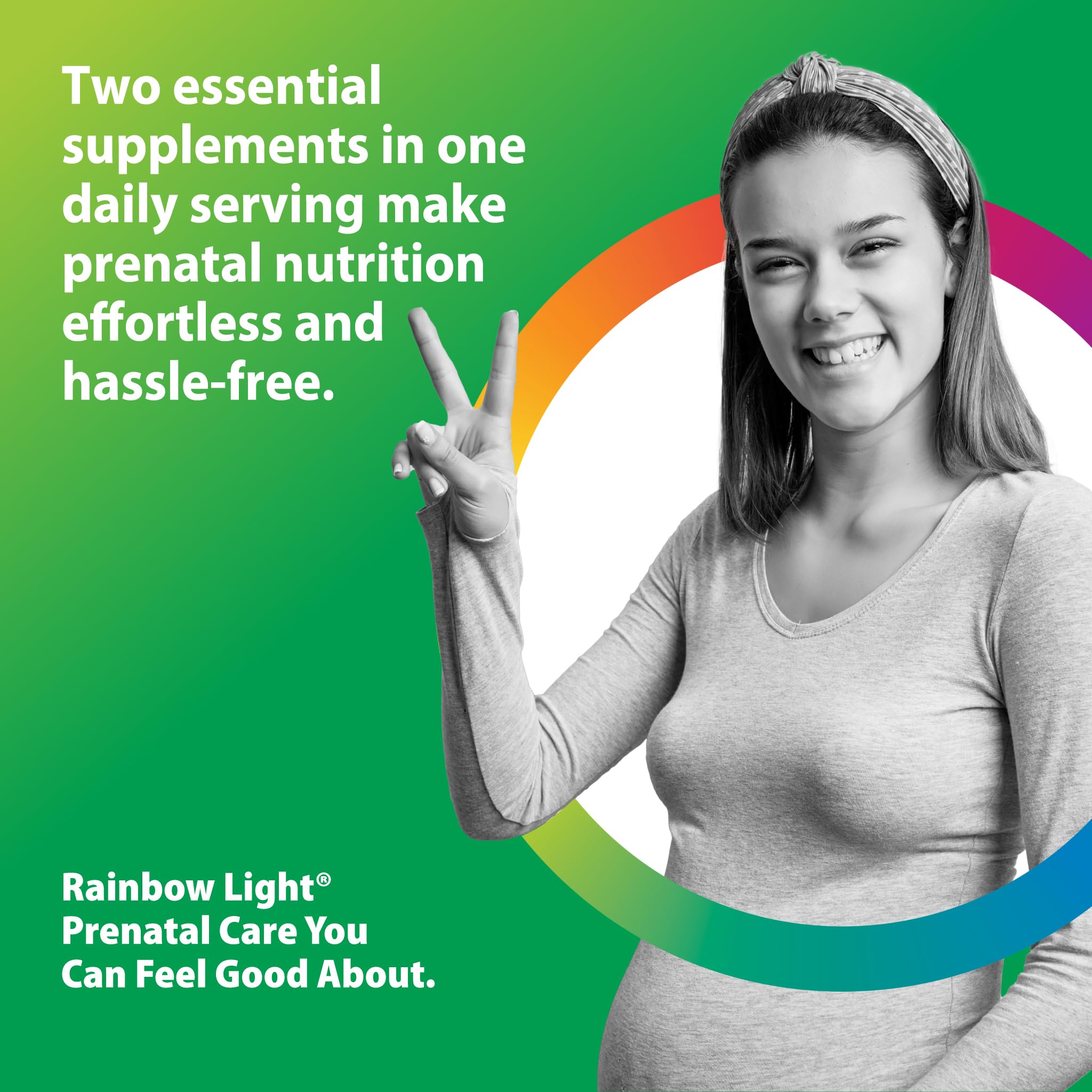 Rainbow Light Prenatal DHA bouteille ouverte, présentation claire et pratique.