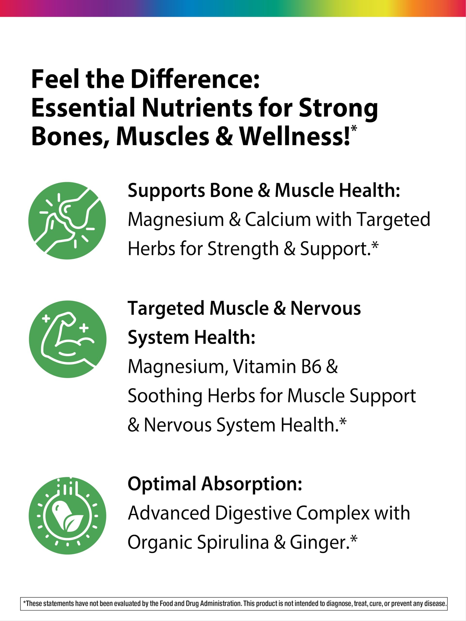 Rainbow Light spiruline et prêle, ingrédients naturels favorisant l absorption et la minéralisation.