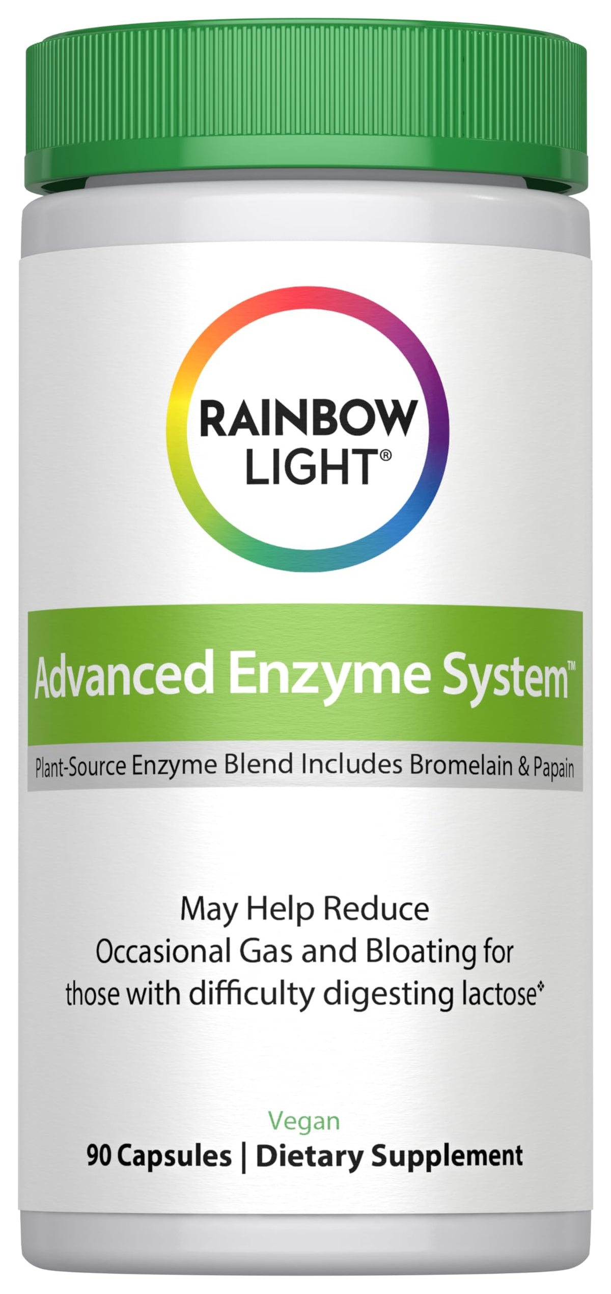 Rainbow Light système enzymatique avancé — capsules véganes soutenant la digestion et l’absorption.