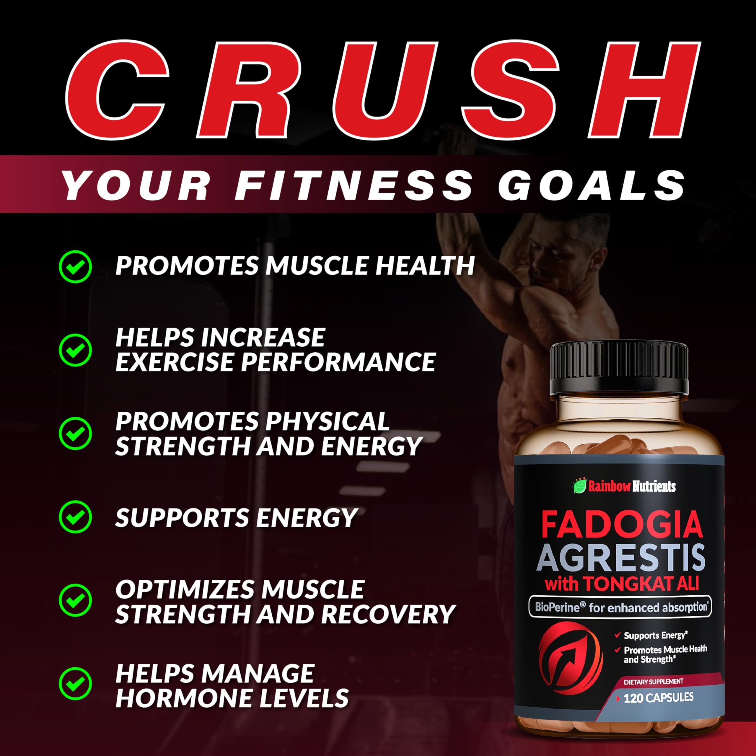 Rainbow Nutrients BioPerine dans les capsules favorisant une meilleure absorption.