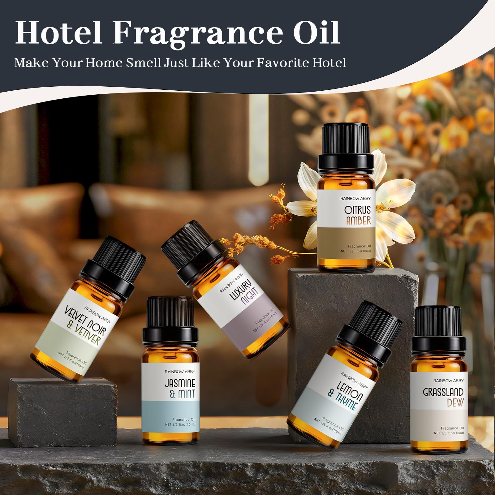 RAINBOW ABBY Citron et Thym, parfum frais pour salons et chambres accueillants.