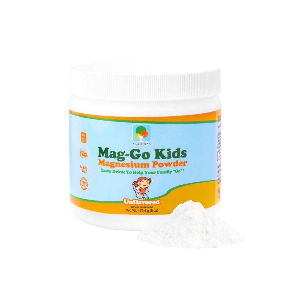 Raise Them Well Mag-Go Poudre pour enfant, emballage clair et pratique.