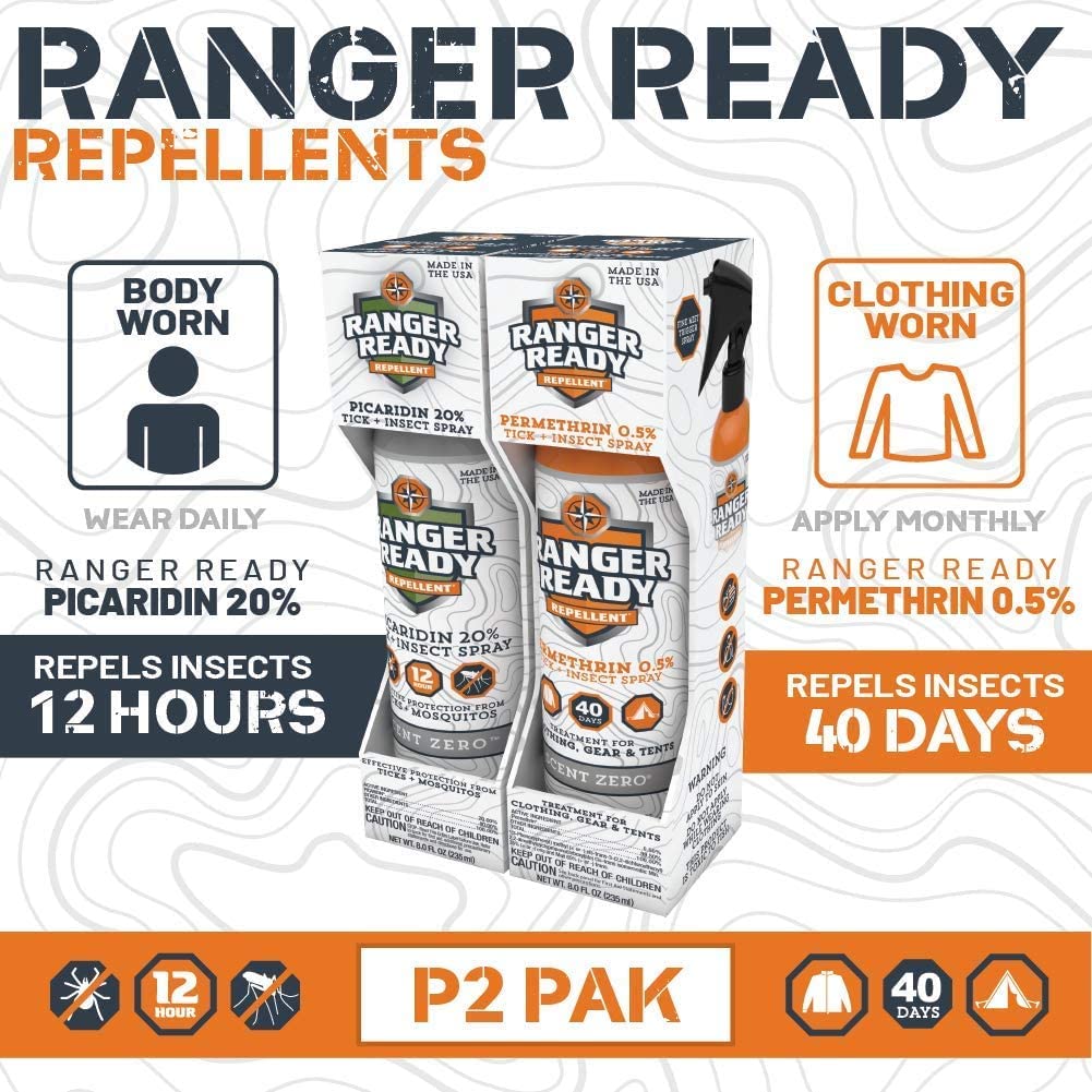 Flacon Ranger Ready Repellents P2Pak Picaridin 20% pour corps sans odeur et protection