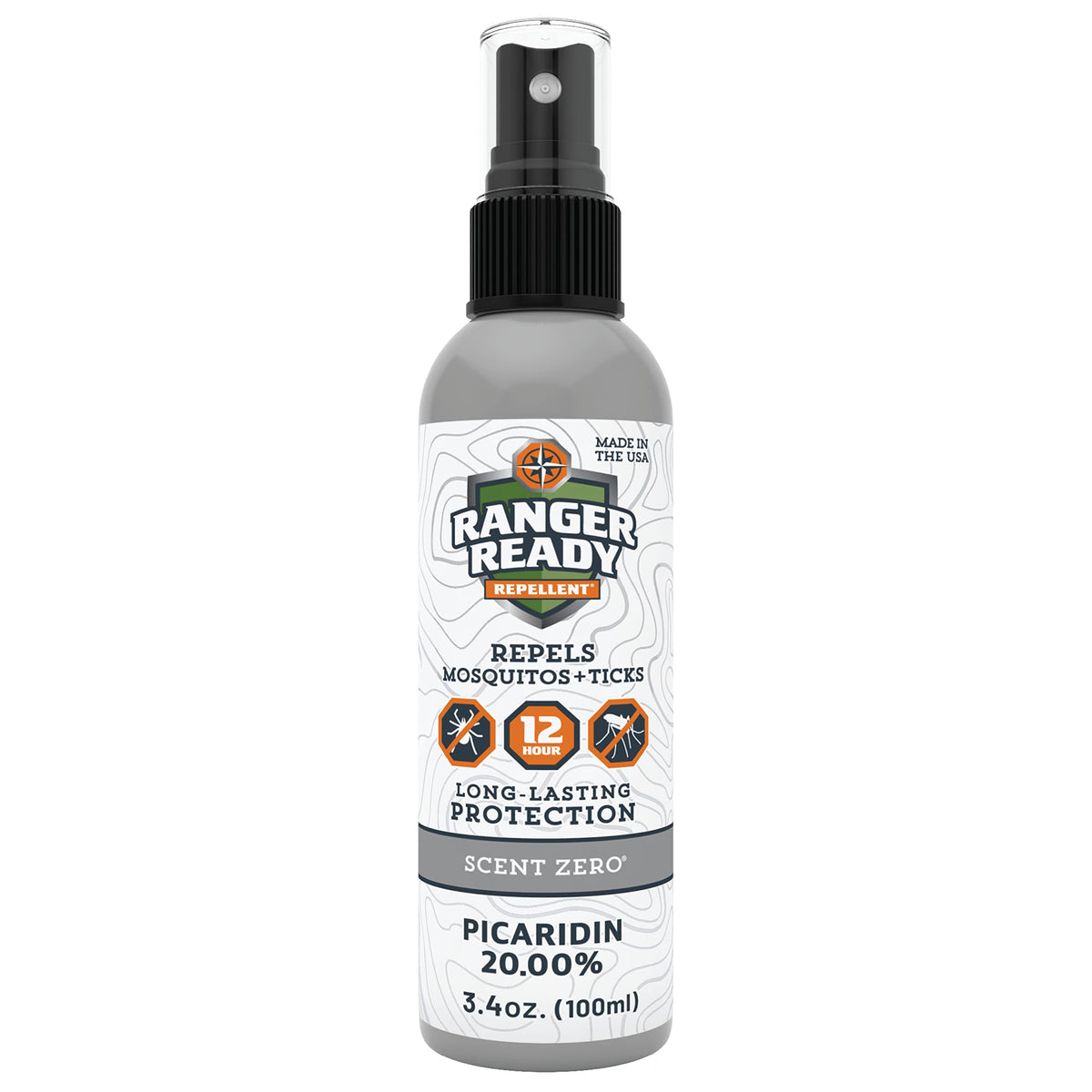 Ranger Ready Repellents Picaridin, bouteille 100 ml, protection longue durée contre moustiques et tiques.