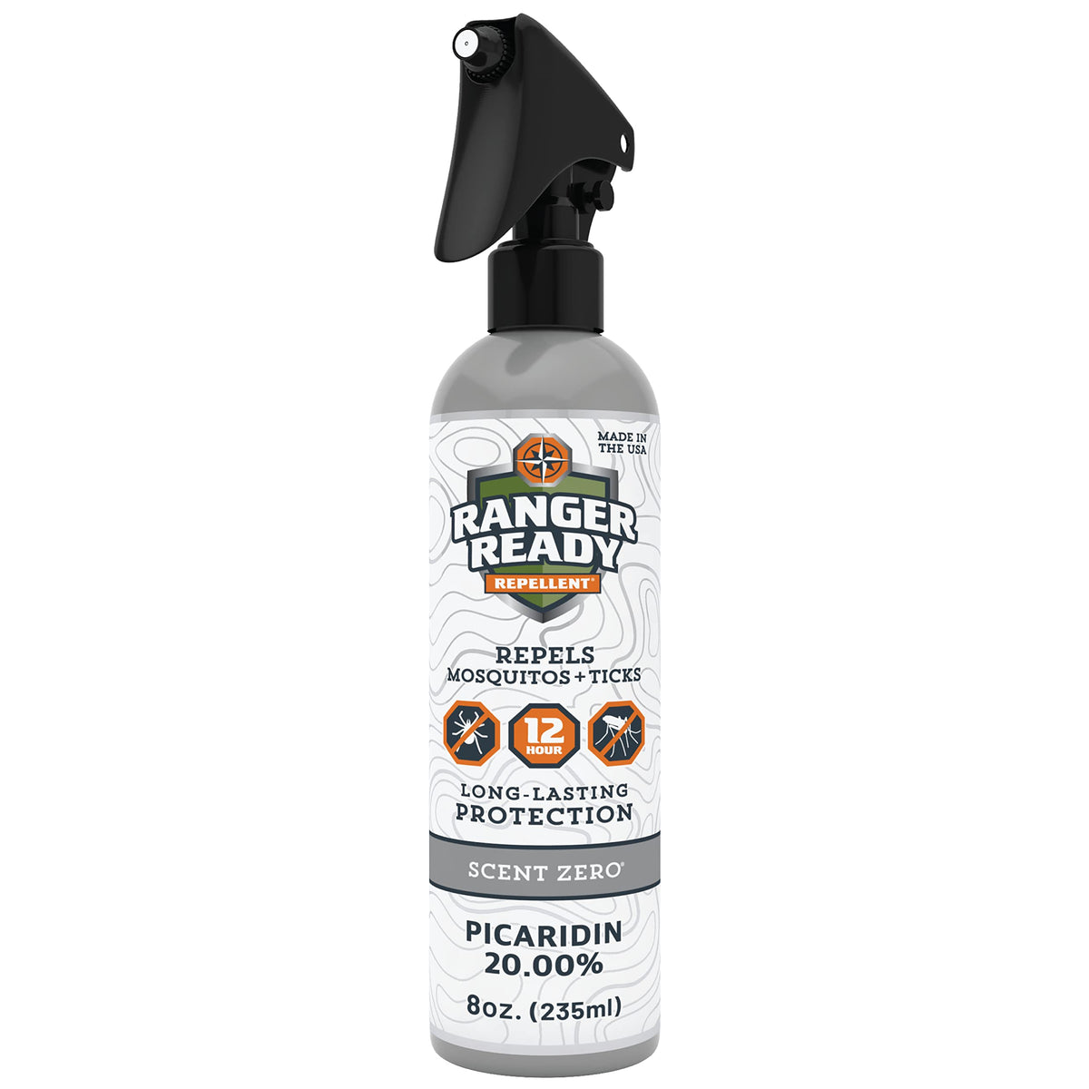 Ranger Ready Repellents Picaridin sans odeur, bouteille 8 oz, protection longue durée.