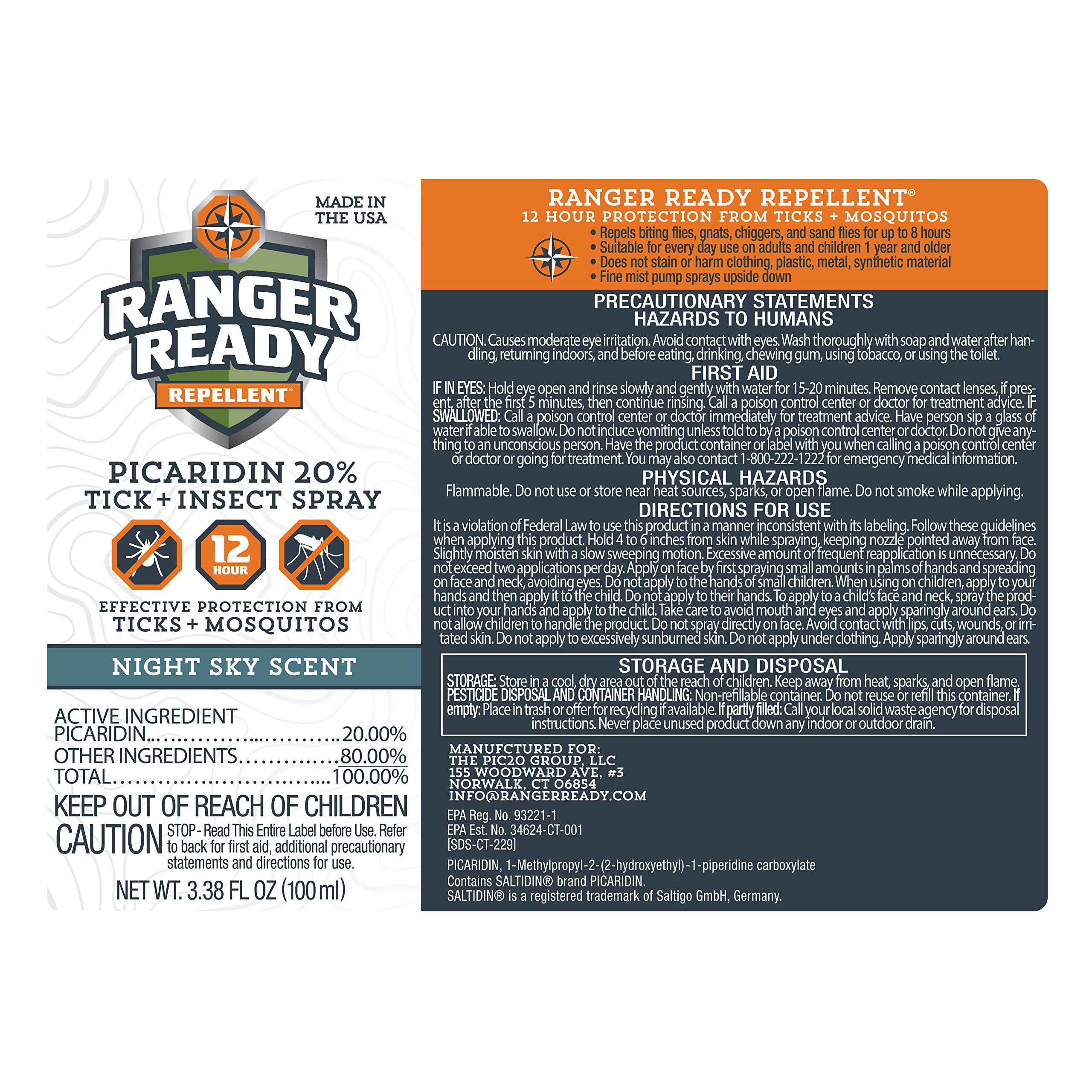 Ranger Ready Repellents Picaridin, parfum Lavande et Citron agréable en usage extérieur.