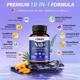 Rasav NAD 10-en-1 : capsules véganes faciles à avaler dans votre routine.