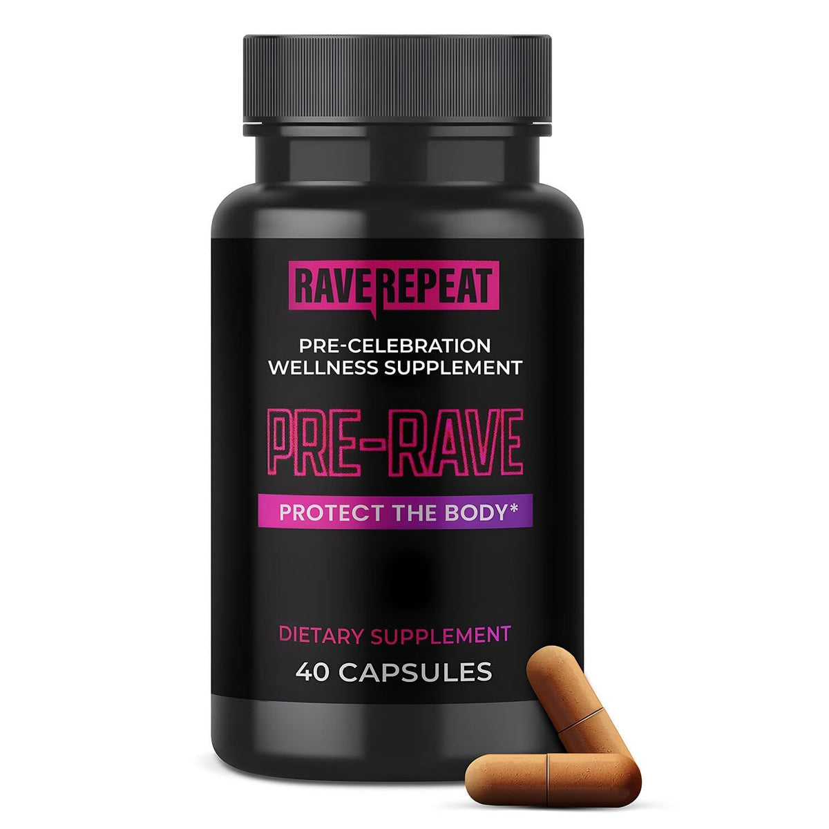 Rave Repeat Pré-rave gélules : énergie pré-fête pour danser