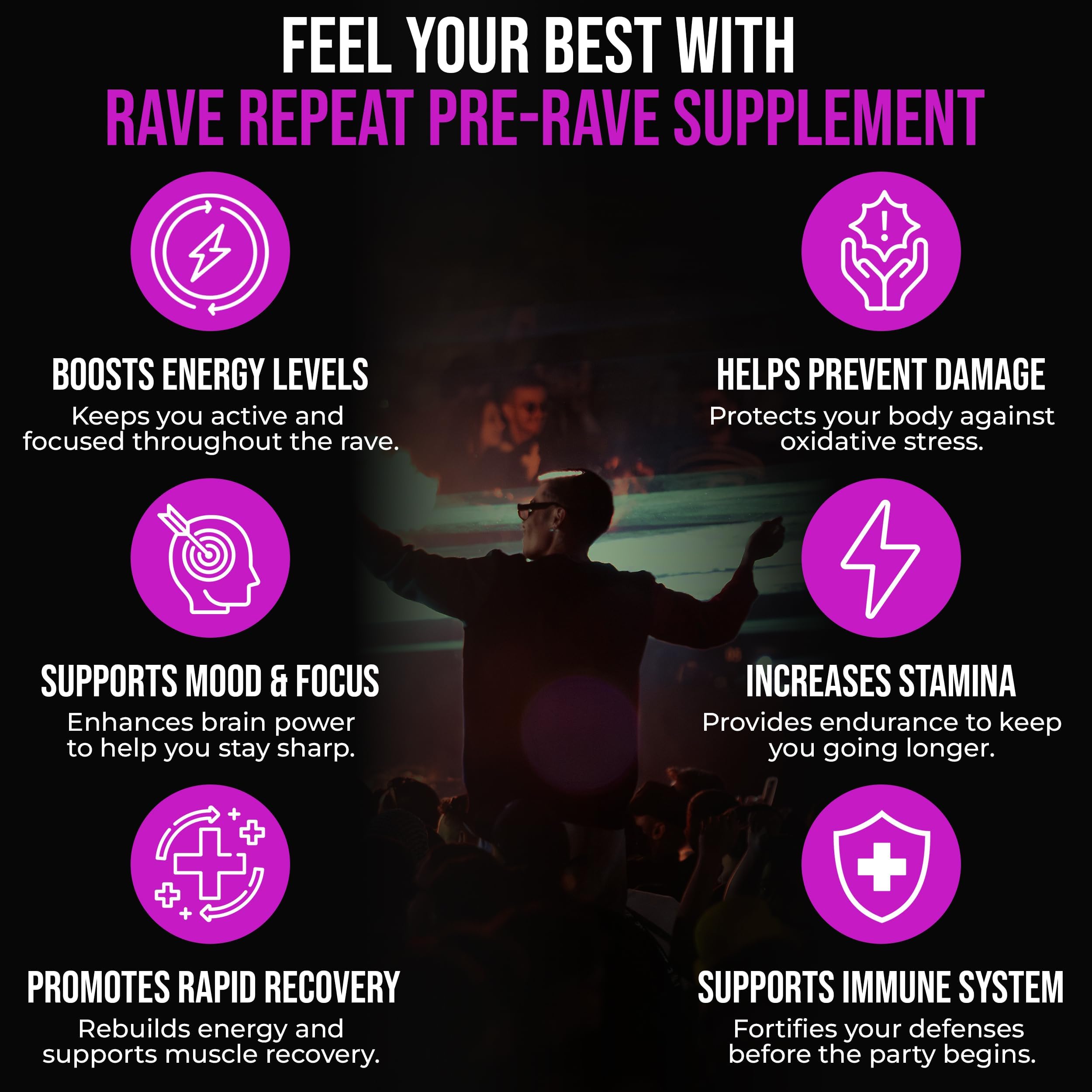 Rave Repeat vitamine C : antioxydant et vitalité avant l'événement
