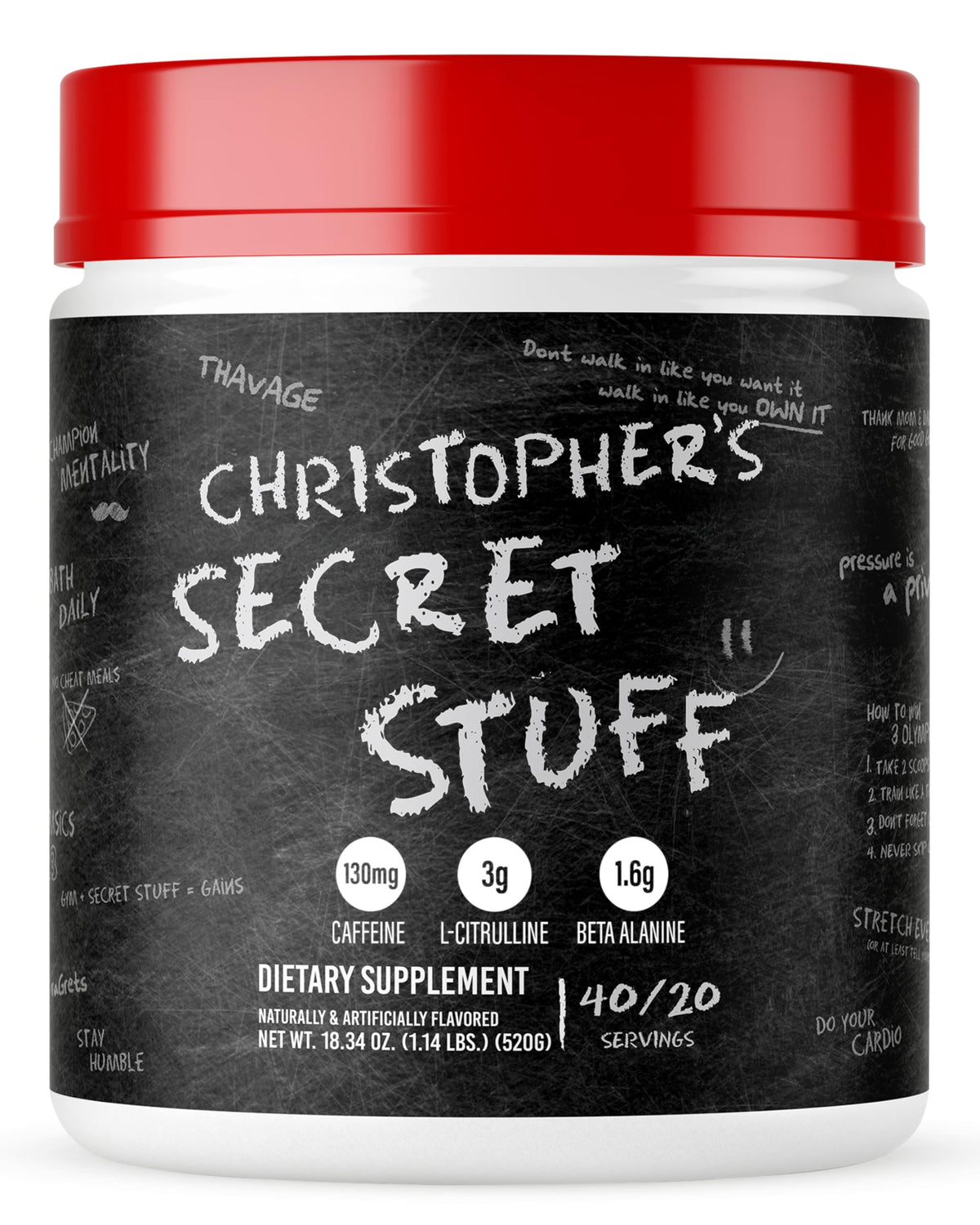 Secret Stuff de Christopher – Bouteille prête pour l'entraînement et énergie potentielle.