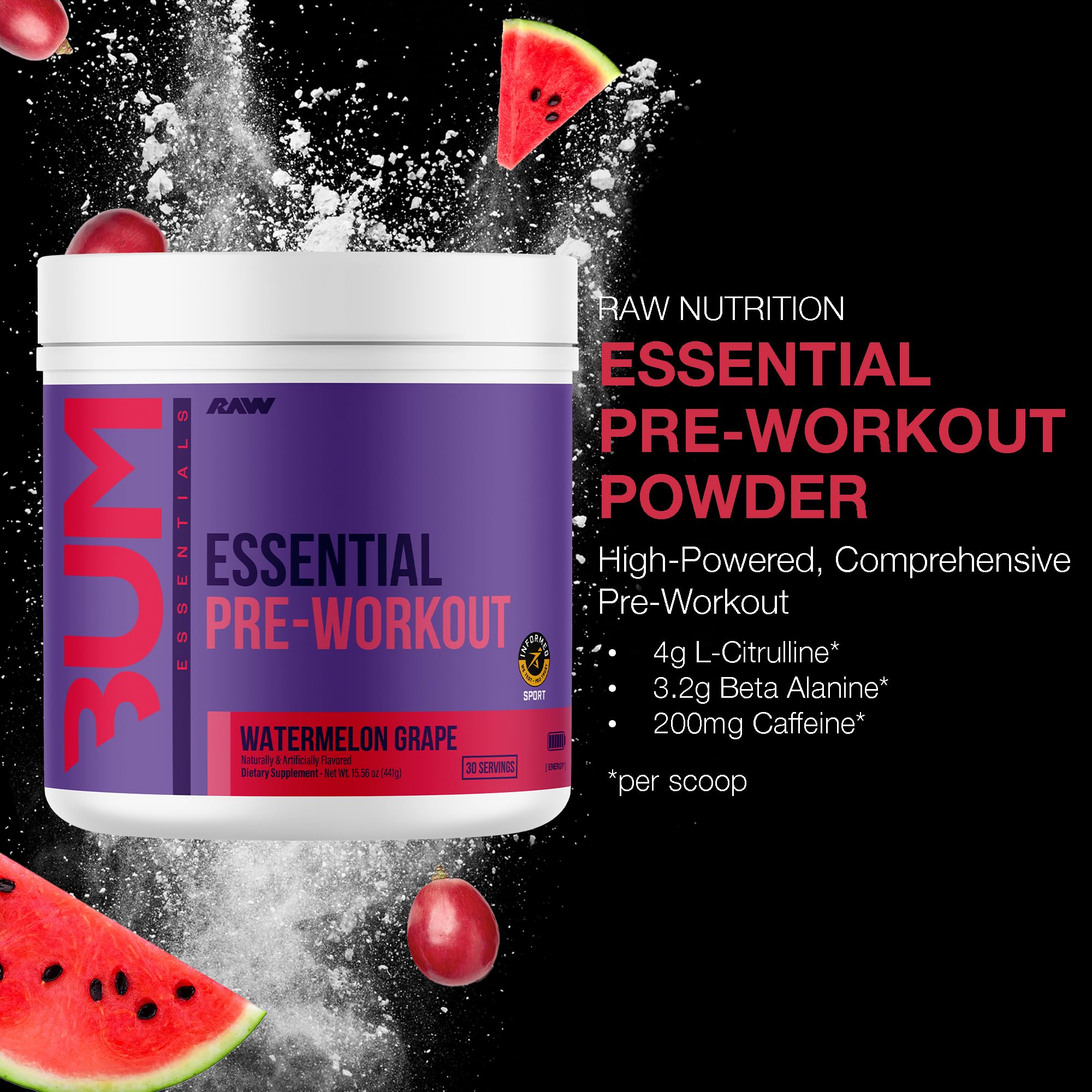 Le doseur RAW Essential Pre-Workout facilite une prise précise et rapide