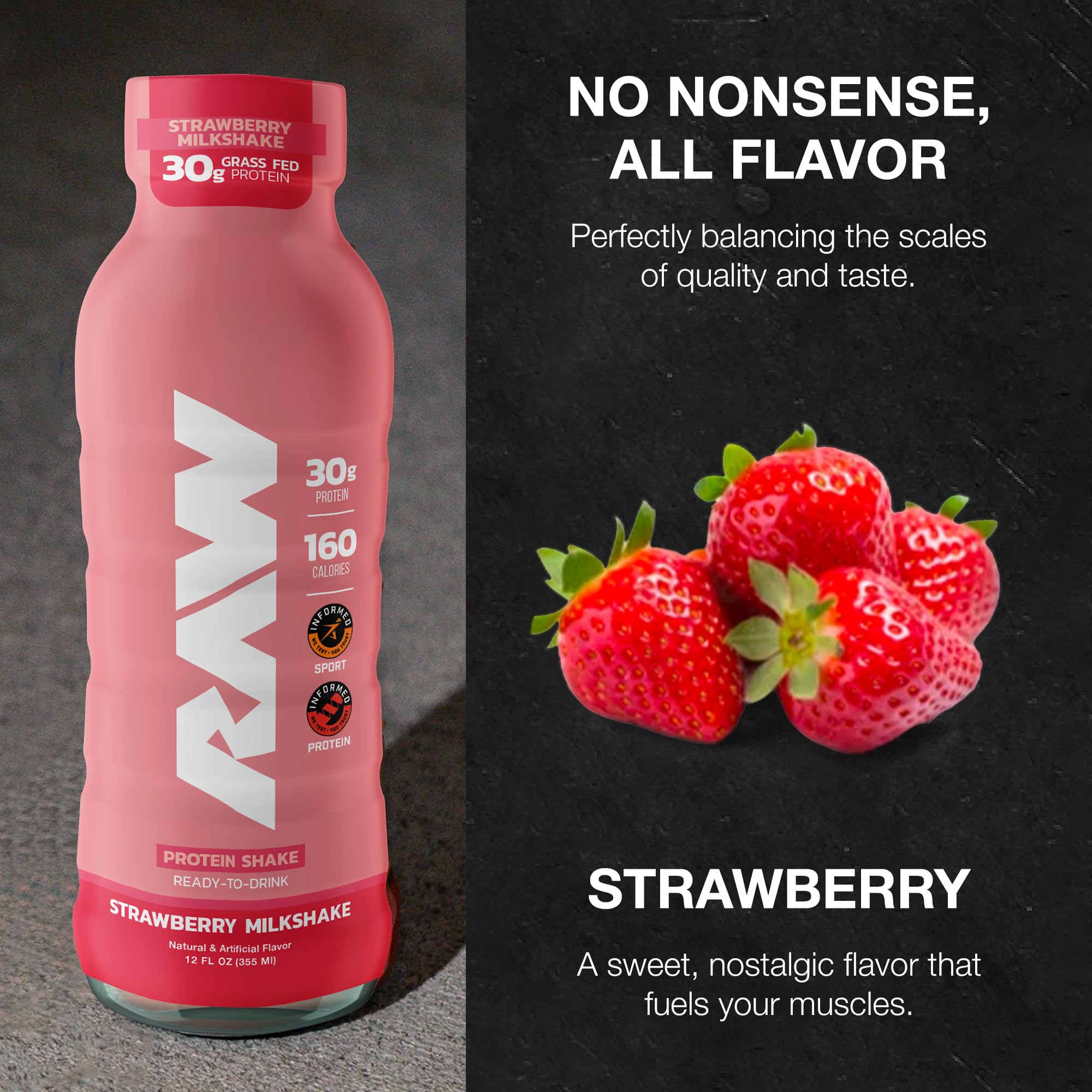 RAW étiquette fabriqué aux États-Unis, options claires et transparence des ingrédients.